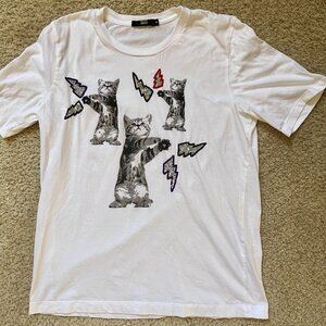 Marcus Lupfer Embellished Cat Fight cotton t-shirt - Small S